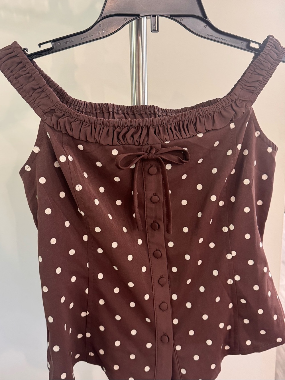 Viora Lane Brown Smocked Polka Dot Top